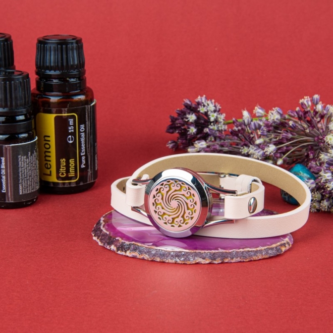 Bratara aromaterapie pentru uleiuri esentiale dama Mandala Vibes curea roz dubla | Ezera.ro