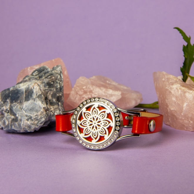 Bratara Aromaterapie uleiuri esentiale curea rosie Mandala Flower | Ezera.ro