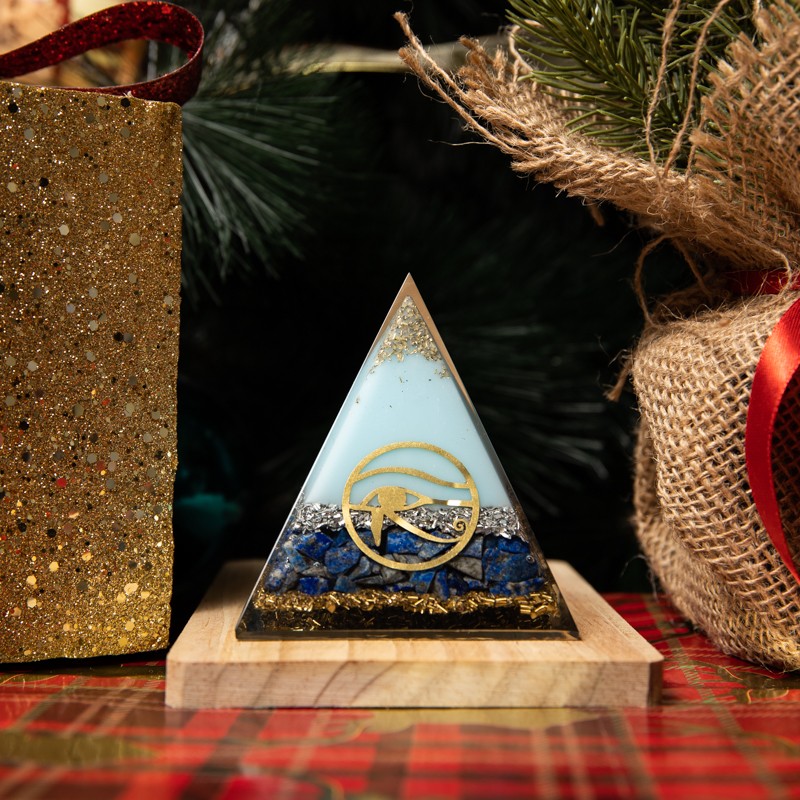Piramida Orgonit, Calesto cu Ochiul lui Horus cu Pietre Semipretioase de Lapis Lazuli si Pulbere Metalica