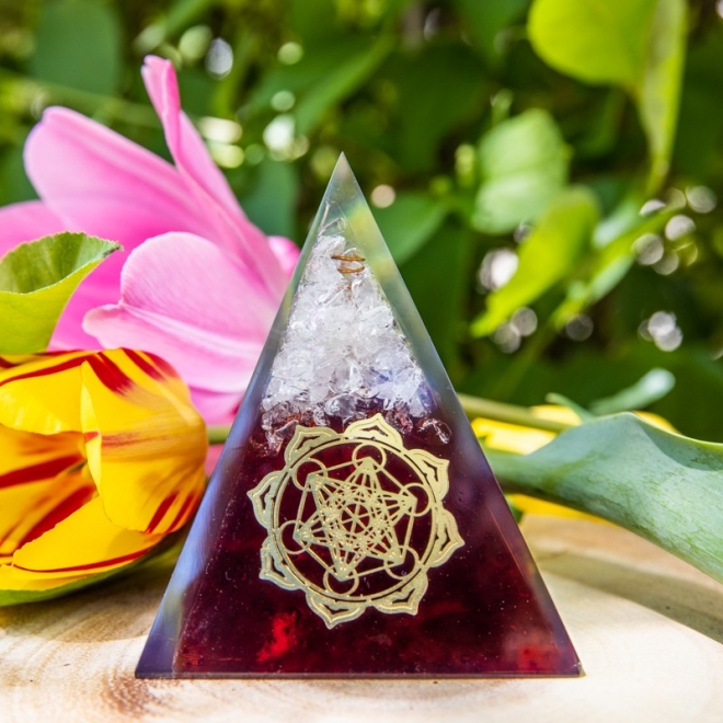 Piramida Orgonica Eshe cu Cristal de Cuart Alb, Simbol MetatronA60A3459