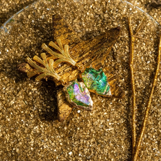 Cercei cristale cuart Dangle placati cu aur, eleganti, Tanisha