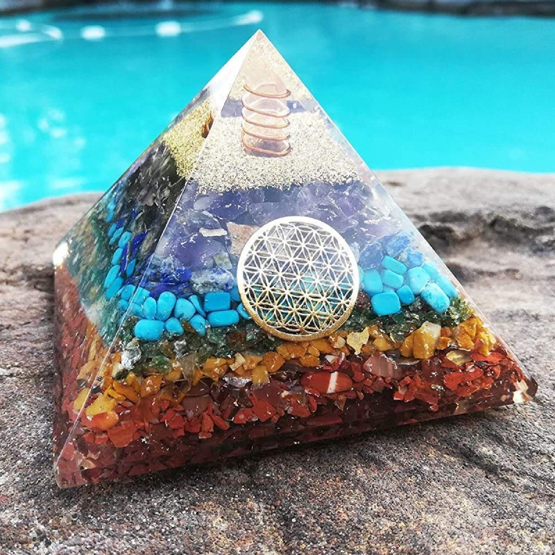 Piramida orgonica “Abira” Generatoare de Energie 7 Chakre cu Simbol Floarea Vietii