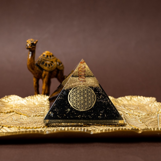 Piramida orgonica din Shungit cu floarea vietii