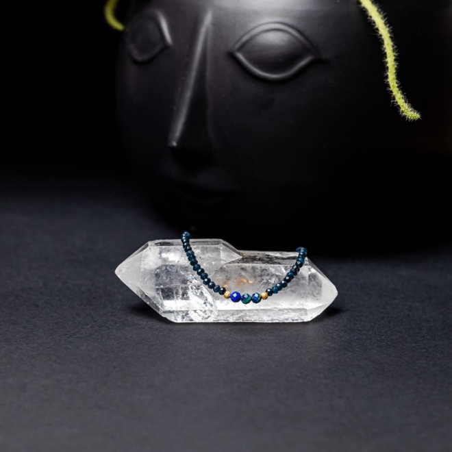 Bratara dama Lalit pietre semipretioase Jad Albastru fatetat cu accesorii si sistem de inchidere argint 925 placat cu aur 14K