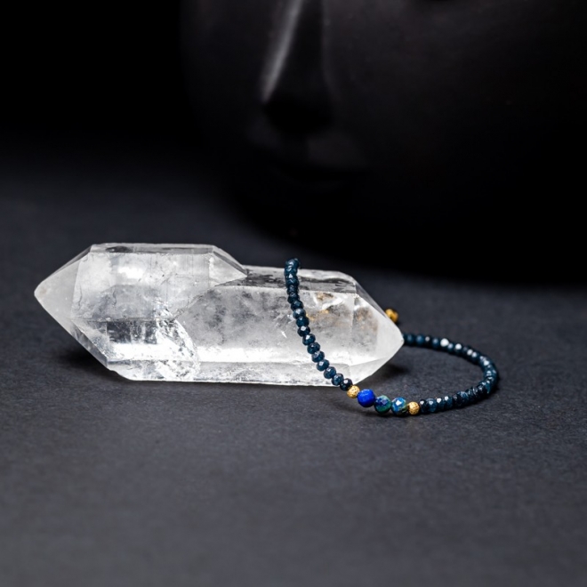 Bratara dama Lalit pietre semipretioase Jad Albastru fatetat cu accesorii si sistem de inchidere argint 925 placat cu aur 14K