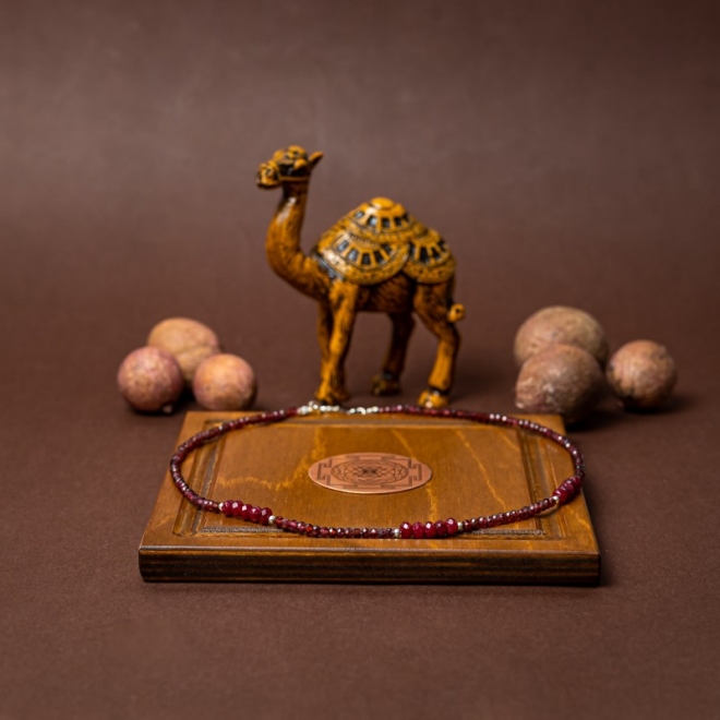 Colier choker Kavin din pietre semipretioase de Granat si Rubin, inchidere si accesorii din argint 925