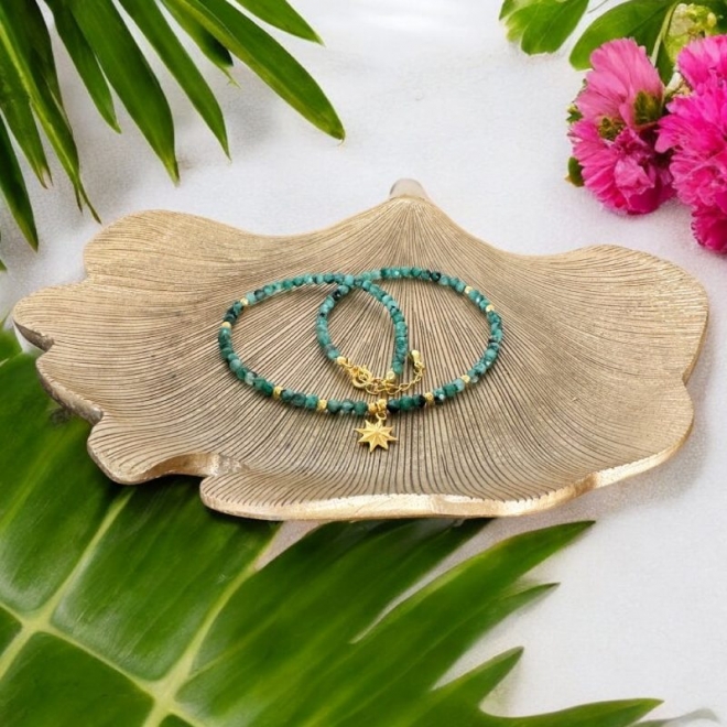 Colier choker Labradorit Celia cu accesorii din argint placat cu aur